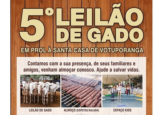 LEILÃO DE GADO DA SANTA CASA É NESTE DOMINGO