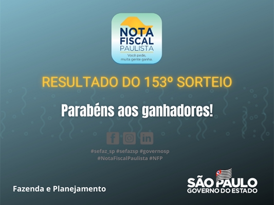 Confira os ganhadores da Nota Fiscal Paulista