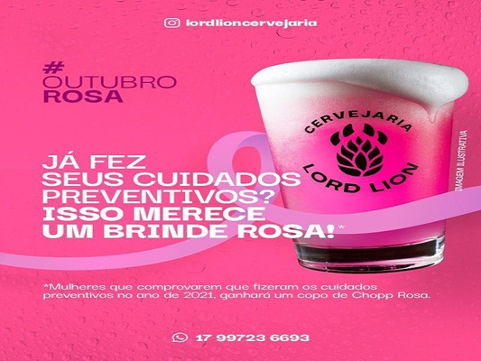 Chopp rosa no mês de prevenção em Votuporanga