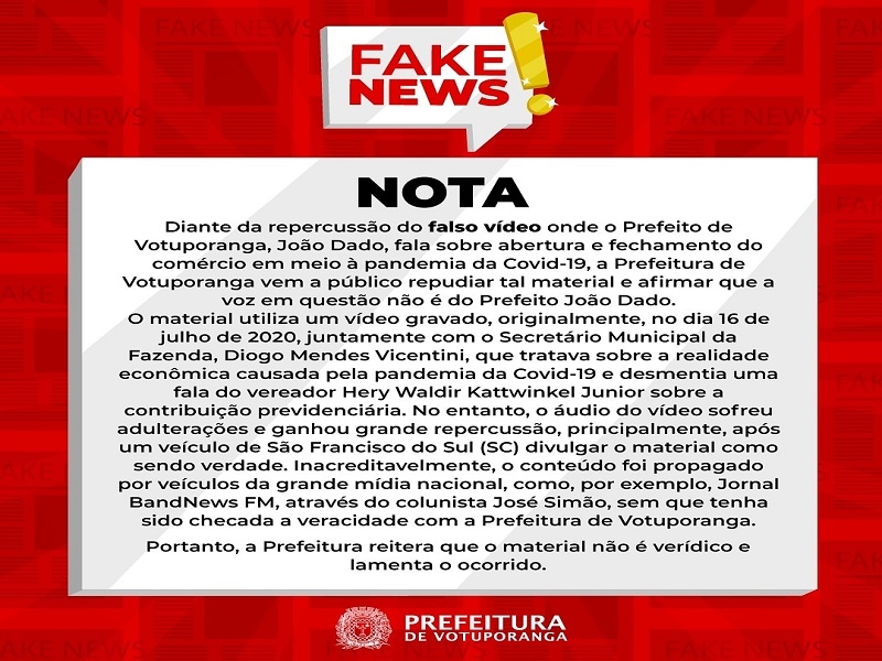 REPERCUSÃO: vídeo do prefeito é falso