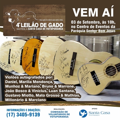 SANTA CASA VAI LEILOAR VIOLÕES AUTOGRAFADOS POR ARTISTAS