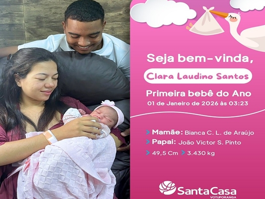 Clara é a primeira votuporanguense em 2026 da Santa Casa