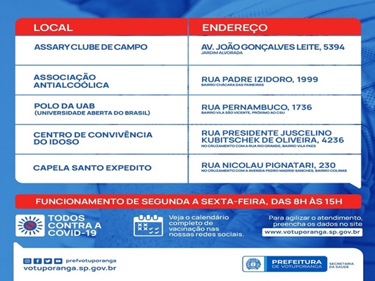 Votuporanga amplia locais de vacinação da covid