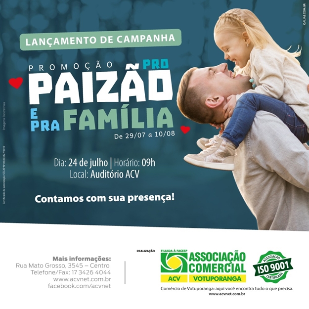 ACV LANÇA CAMPANHA DO DIA DOS PAIS