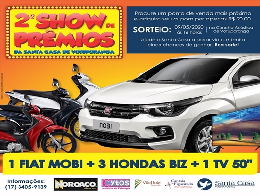 Santa Casa de Votuporanga lança 2º Show de Prêmios 