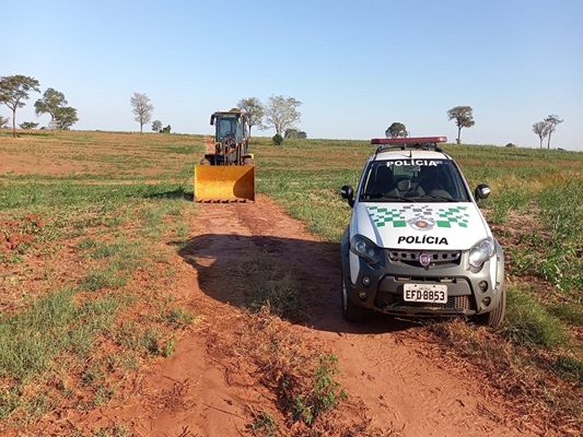 Sitiante derruba 8 árvores com máquina pá carregadeira