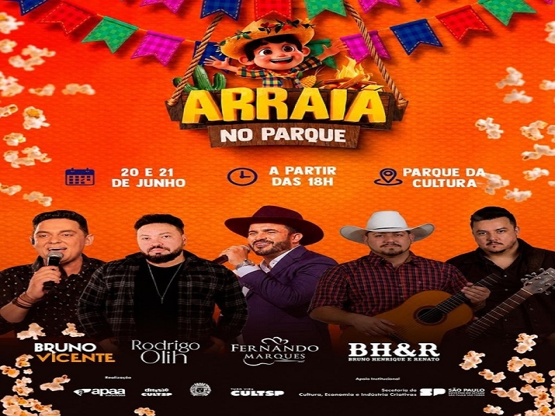 Arraiá no Parque com programação gratuita neste fim de semana