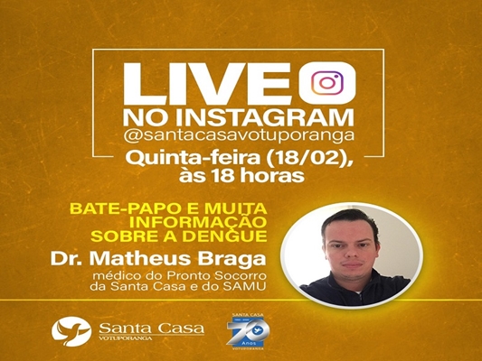 Médico da Santa Casa fala sobre dengue em live