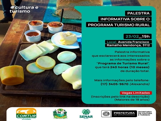 Votuporanga organiza palestra sobre turismo rural