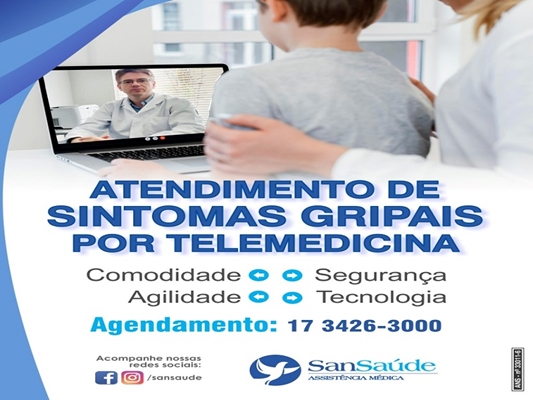 SanSaúde: pacientes com sintomas gripais devem optar por telemedicina