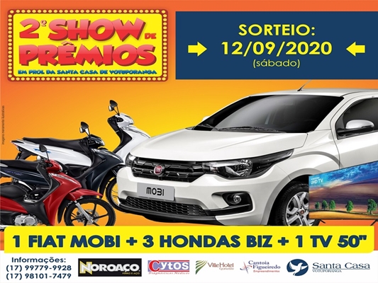 Sorteio do Show de Prêmios da Santa Casa é dia 12/9