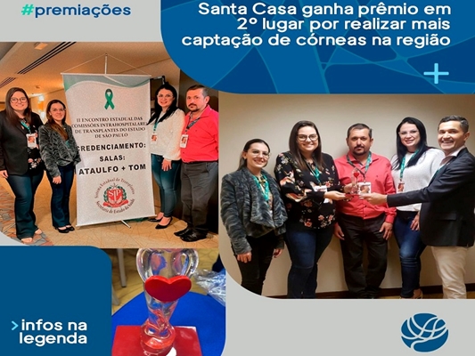 Santa Casa em 2º lugar em captação de córneas na região