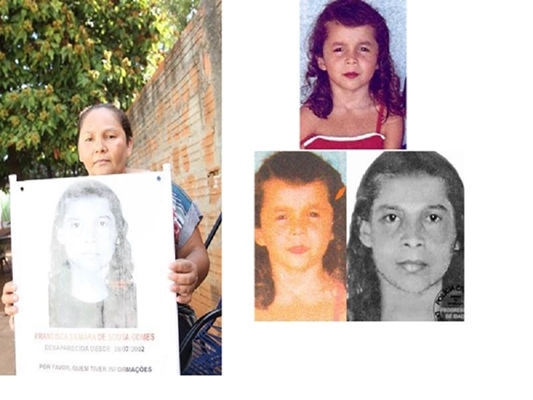 Foto de Francisquinha e projeção da polícia, em 2012
