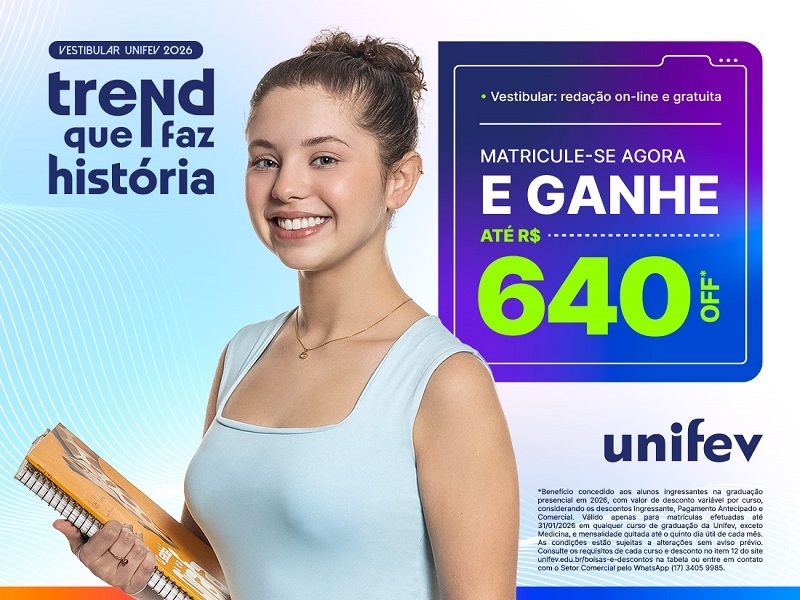 Descontos para matrículas na graduação na UNIFEV