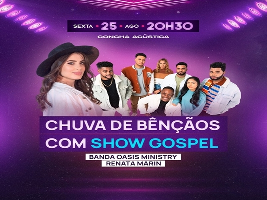 Show gospel com Renata Marin e banda internacional Oasis Ministry