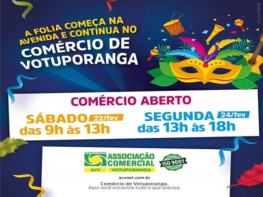 Comércio de Votuporanga abre às 13 hrs nesta segundona 
