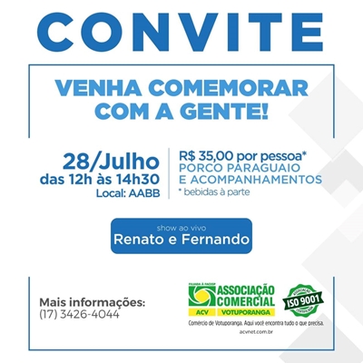 CONVITES PRA CONFRATERNIZAÇÃO DA ASSOCIAÇÃO COMERCIAL