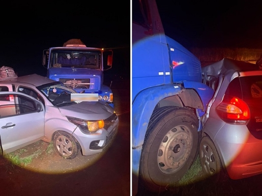 Acidente entre carro e caminhão deixa 2 mulheres feridas