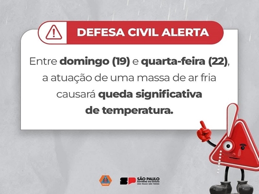 CLIMA: mais uma queda na temperatura 