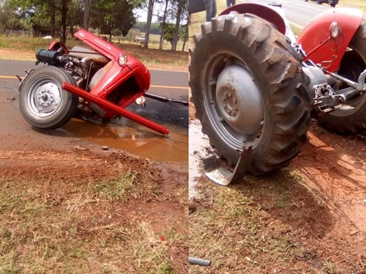 IMPACTO COM CARRO QUEBRA TRATOR AO MEIO EM MACAUBAL