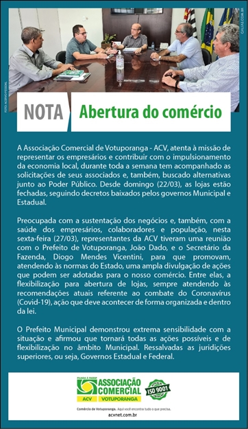 NOTA DA ASSOCIAÇÃO COMERCIAL