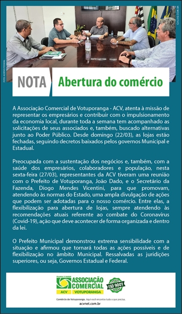 NOTA DA ASSOCIAÇÃO COMERCIAL