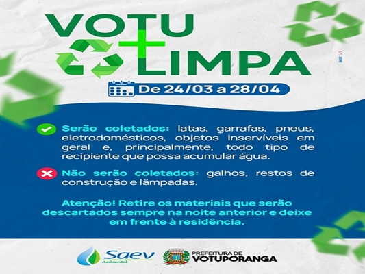 Programa Votu+Limpa tem início na próxima semana