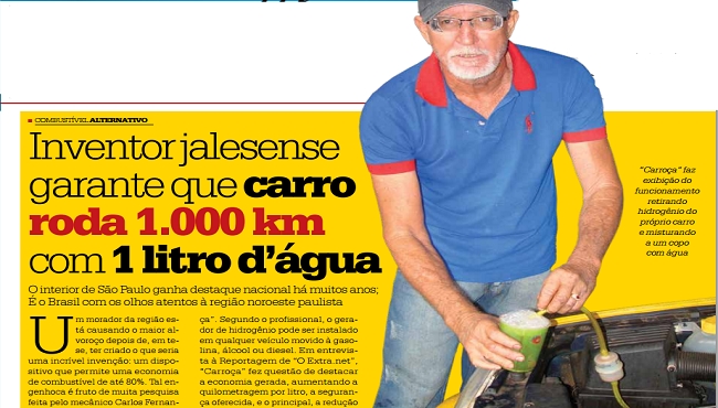 Morador de Jales inventa redutor de combustível à água