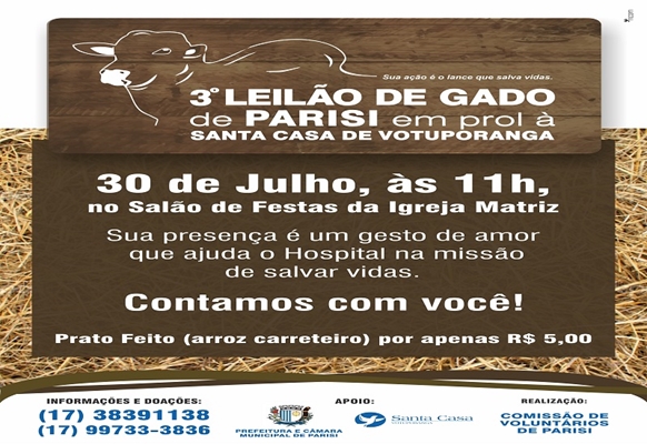 PARISI FAZ LEILÃO DE GADO PARA SANTA CASA