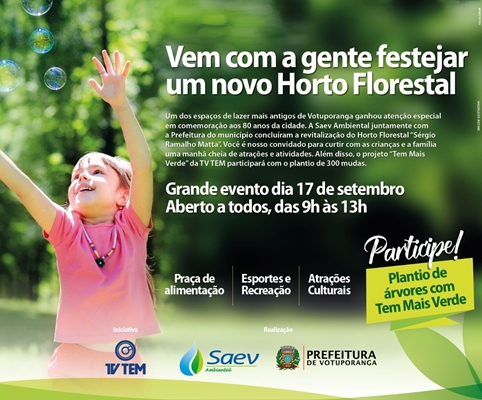 HORTO FLORESTAL: EVENTO ESPECIAL DE REABERTURA DA RESERVA ECOLÓGICA