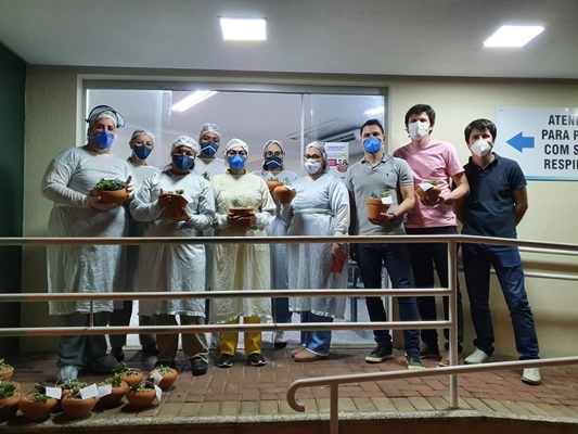 Irmãos fazem homenagem para profissionais da covid