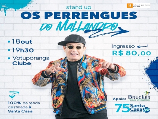 Santa Casa de Votuporanga realiza stand-up com Sérgio Mallandro