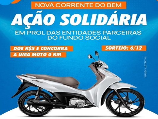 Ação Solidária: Rotary e Fundo Social sortearão moto 0 km