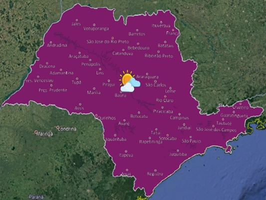 Ar seco sobre estado afasta nuvens