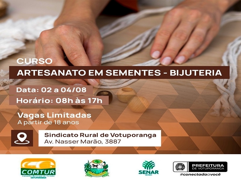 Curso de artesanato com sementes em Votuporanga