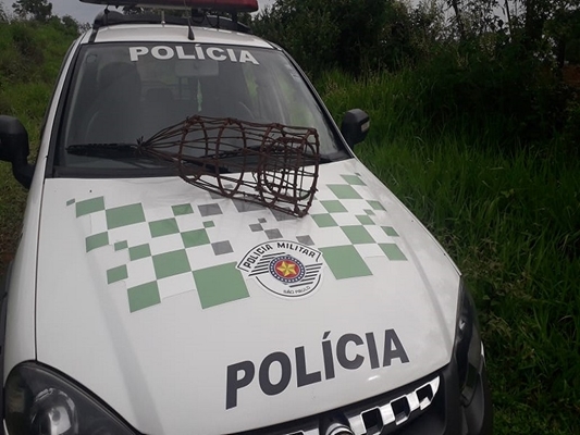 Ambiental flagra homem com armadilha e pescador com rede
