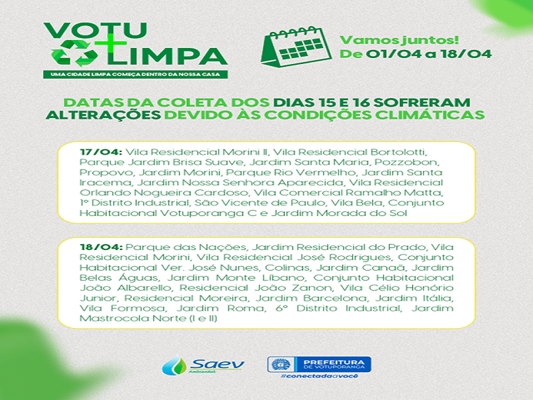 Confira a nova programação do Votu + Limpa