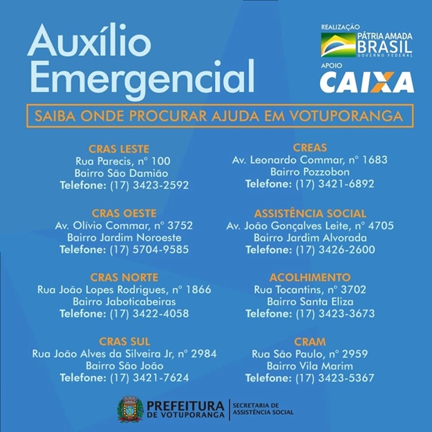 Para auxílio emergencial busque informação neste locais