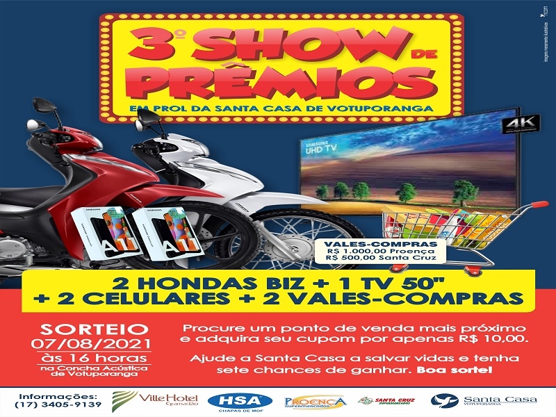 Santa Casa de Votuporanga lança 3º Show de Prêmios